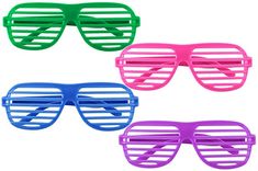 Shutter Sunglasses, Shutter Glasses, Cut Up Jeans, Pop Star Costumes, Shutter Shades, Novelty Glasses, Shades Glasses, Plastic Shutters, Neon Leggings