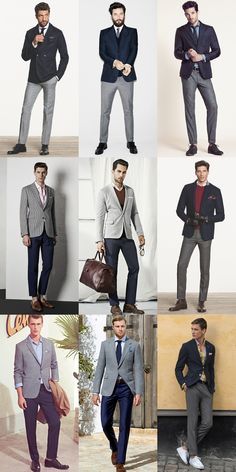 Mens Navy Blazer Outfit Wedding, Grey Blazer Navy Pants Men Outfit, Navy Jacket Grey Pants Men, Mens Separates Combinations, Jacket And Trousers Men, Mens Grey Jacket Outfit, Grey Blazer Combinations Men, Grey Jacket Men Outfit, Men Grey Blazer Outfit