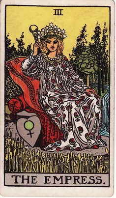 La Emperatriz, Madre próspera y fértil es crecimiento, auto gestación, creatividad, seducción, poder, abundancia y fertilidad, Empress Tarot Card, Empress Tarot, Tarot Significado, 78 Tarot Cards, Rider Waite Tarot, Tarot Major Arcana, Tarot Card Meanings