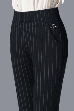 Striped Pockets Casual Pants | justfashionnow Business Casual Bottoms With Pockets, Office Straight Pants With Pockets, Office Ankle-length Pants With Pockets, Going Out Pants, Pants Silhouette, Fashionable Work Outfit, Pocket Stitching, Collar Jumpsuit, Teacher Style