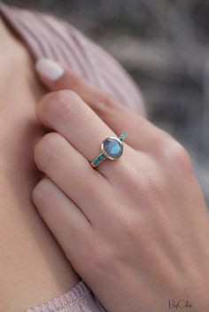 Labradorite & Mosaic Turquoise Square Ring *18k Gold Plated Ring * Statement Ring *Gemstone Ring *Bridal Ring *Organic Ring *Natural *BJR163 Gold Topaz Ring, Magical Abilities, Mixed Metal Rings, Psychic Powers, Organic Rings, Square Ring, Rose Quartz Ring, Square Rings, Labradorite Ring