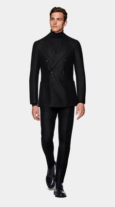 Elegant Men Style, Double Breasted Suit Men, Black Men Suits, Formal Attire For Men, Suit Supply, Black Outfit Men, Double Breasted Tuxedo