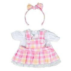 Adorable pink plaid pinafore comes with a matching bow headband Cute Plaid Playtime Sets, Headband Costume, Pretend Play Costumes, Animal Dress Up, Teddy Bear Clothes, Laser Tag, Rock Wall, Blank T Shirts, Urban Jungle