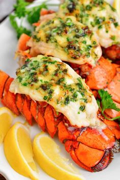 This lobster tails recipe is easy, delicious, and just perfect for a special dinner! Learn how to make broiled lobster tails in 30 minutes. Lobster Meat Recipes, Lobster Appetizers, Best Lobster Tail Recipe, Lobster Tail Recipe, Broil Lobster Tail, Steak And Lobster, Frozen Lobster