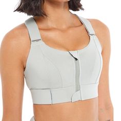 Final Sale The ultimate sports bra for high-impact workouts and activities. Women's Front Zip Adjustable sports bra - Polyester / Spandex. Sizes Small thru 5XL, Cups B-F. Enjoy your favorite sport without bounce or discomfort. Two-way stretch fabric reduces bounce 78% Polyester, 12% Spandex High impact for support and control. Wire-free, seamed cups Removable bust pads Front Zipper Designed to fit all shapes and sizes, cups A – F / S-5XL Sizes Small - 34A, 34B, 32CMedium - 34C, 34D, 34E, 36A, 36 Gym Tops Women, Zipper Sports Bra, Yoga Crop Tops, Supportive Sports Bras, Plus Size Sports Bras, Vest Crop Top, Sports Vest, Crop Top Bra, Gym Tops