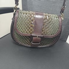 Beautiful, Rare And Unique Everyday Classy Handbag. Can Be Used As A Crossbody Or With The Shorter Strap. Comes With Card And Dustbag. Retails $415. Thanks For Looking. Luxury Green Saddle Bag With Detachable Strap, Luxury Green Saddle Bag With Adjustable Strap, Luxury Green Leather Saddle Bag, Elegant Green Leather Saddle Bag, Brahmin Purses, Saddle Handbags, Organizer Purse, Brahmin Bags, Brown Crossbody Bag