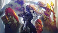 an image of some characters from the video game overwatching them with swords and armor