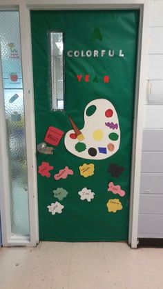 a door decorated to look like an artist's palette