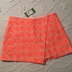 Bright Coral Skort, Size 4, New With Tags, Never Been Worn Spring Vacation Fitted Mini Skirt, Fitted Skort For Spring Beach Outings, Fitted Spring Skort Of Short Length, Fitted Spring Skort, Fitted Skort For Spring, Fitted Short Skort For Spring, Fitted Short Length Skort For Spring, Fitted Shorts For Spring Vacation, Spring Orange Stretch Skort