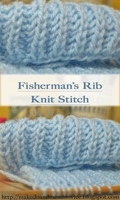 the fisherman's rib knit stitch is shown in blue