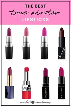 Lipstick For Winter Type, True Winter Wedding Makeup, Winter Season Lipstick, Lipstick For True Winter, House Of Colour Winter Lipstick, Clear Winter Lipstick Colors, Lipstick For Cool Winter, Lipstick For Winter Skin Tone