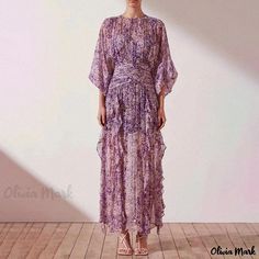 Olivia Mark - Stunning Wraparound Long Sleeve Dress with Floral Embellishment Wraparound Dress, Classic Chic Style, Multi Dress, Shona Joy, Mode Abaya, Wrap Around Dress, Langer Rock, Dress With Long Sleeves, High Waist Fashion