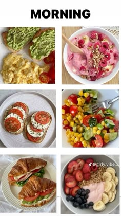 the four pictures show different types of food