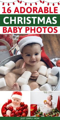 christmas baby photos with santa hats and candy canes in the tub, including marshmallow