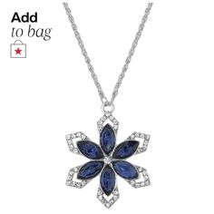 in stock Sapphire Blue Color, Snowflake Necklace, Color Stone, Necklace Online, Crystal Flower, Adjustable Necklace, Sapphire Blue, Fashion Jewelry Necklaces, Blue Crystals