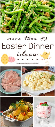 easter dinner menu with green beans and other dishes