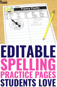 the printable spelling practice page for students to learn how to spell and use it