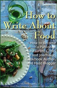 the cover of how to write about food, with an image of a plate of spinach