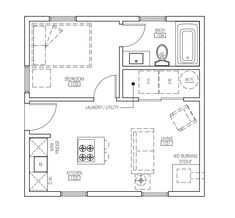 the floor plan for a studio apartment with one bedroom and an attached living room area