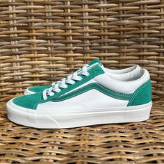 Vans Style 36 Classic Sport Cadmium Green/True White Sneakers. Perfect Condition. Never Worn, New Without Tags. Women’s Size 9, Men’s Size 7.5. Green Vans Sneakers With Gum Sole, Green Low-top Vans Sneakers, Green Vans Sneakers With Vulcanized Sole, Green Vans Sneakers With Laces, Trendy Green Vans Sneakers, Cadmium Green, Vans White, Shoes Vans, Vans Style