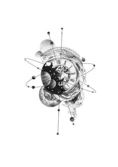 225+ Clock Tattoos Ideas and Designs (2023) - TattoosBoyGirl Solar System, Planets, Solar, Clock, Black And White, White, Instagram, Black