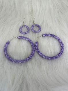 Hi Everyone, 💜💜 Two Earrings just for you! How fun is that, 💜💜 Handmade Earrings, Purple Petite Beads, Silver Large & Small Hoop Earrings. For your everyday fashion jewelry accessories. This is 2 pair handmade earrings set, large hoop and small hoop earrings. Large hoop pair is about 2 inches from top to bottom and the small pair is about 1.5 inches from top to bottom.  Perfect gifts for you or someone special! Thank you for looking at these pretty handmade earrings. Small Gold Chain, Wire Earrings Handmade, Silver Wire Earrings, Hoop Earrings Large, Henderson Nevada, Small Hoop Earrings, Swarovski Beads, Earrings Purple, Pretty Earrings