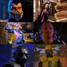 many different images of the same character in various movies, including thanos and cy - man