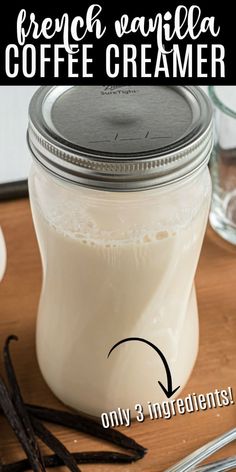 french vanilla coffee creamer in a mason jar