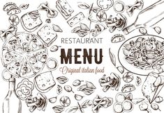 a restaurant menu with different types of food on the plate and in front of it