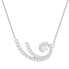 Add a touch of elegance to your wardrobe with this unique diamond-studded spiral necklace. Add a touch of elegance to your wardrobe with this unique diamond-studded spiral necklace. Metal: sterling silver Packaging: boxed Finish: polished Chain length: 18 in. Chain type: cableDIAMOND DETAILS Total weight: 1/3 ct. Color grade: I-J Clarity: I2-I3 Shape: round brilliant Setting: prong Diamond weights are approximate. Diamond Total Weights may vary between .01 and .13 ct. Some diamonds consist of fe Elegant Spiral Jewelry With Diamond Accents, Formal Spiral Diamond Jewelry, Elegant Silver Spiral Necklace, Elegant Swirl Necklace For Gifts, Elegant Swirl Necklace For Gift, Spiral Diamond Jewelry For Anniversary, Fine Jewelry Spiral Diamond Jewelry, Fine Jewelry Spiral Diamond, Girly Necklace