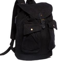 Dimension: 16 * 12 * 7" Laced-Up Closure Under Flap Over Panel Two Large Outside Flap Over Pockets Internal Zipper Pocket With Two Extra Notebook Pockets Vintage Brass Fitting Hardware;16oz Durable Thick Canvas Classic Flap School Backpack, Everyday Black Flap Backpack, School Backpack With Flap Pockets, Travel Leather Backpack With Pockets, Black Flap Backpack For Travel, Black Canvas Backpack With Zipper Pocket, Black Leather Backpack With Pockets For Everyday, Everyday Use Backpack With Pockets And Flap, Classic School Backpack With Pockets