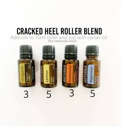 Rollerball Recipes, Essential Oil Roller Bottle Blends, Caster Oil, Essential Oil Roller Bottle Recipes, Roller Blends, Cracked Heel, Doterra Oil, Essential Oil Roller Balls