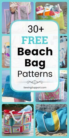 beach bag patterns with text overlay that says, 30 free beach bag patterns on it