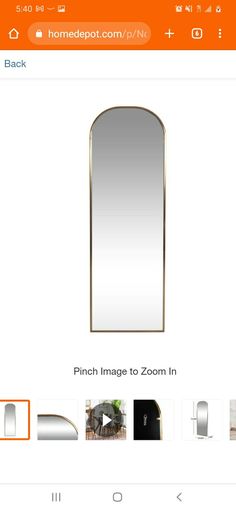 an image of a mirror on the app store's home depot page, with other items displayed