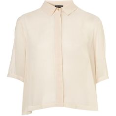 Crop Pleat Back Shirt found on Polyvore Cream Crop Top, Cream Shirt, Polyester Shirt, Cream Blouse, Back Shirt, Crop Blouse, Pink Shirt, Crop Shirt, Pink Tops