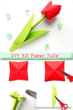 paper tulips are cut and placed on top of each other to make a flower