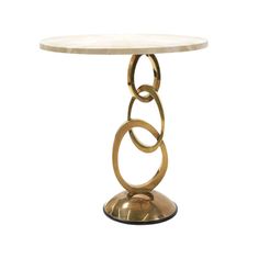 a small table with a marble top and gold metal base on an isolated white background