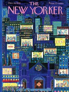 the new yorker magazine cover with an image of people walking in front of buildings