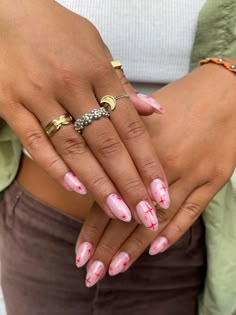 Hailey Core, Gel Overlay Nails, Overlay Nails, Nail Goals, Red Stars, Simple Acrylic Nails, School Nails, Nail Photos, Hair Skin Nails