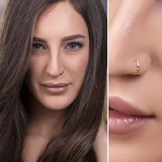 a woman's nose before and after her make - up is shown in this composite image