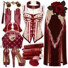 Queen Of Hearts Outfit Inspiration, Rarity Outfit Ideas, Queen Of Hearts Inspired Outfits, Queen Of Hearts Aesthetic, Queen Of Hearts Outfit, Lovecore Outfits, Hearts Outfit, Swaggy Outfits, Red Outfit