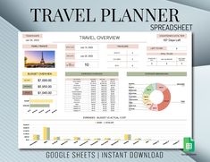 the travel planner spreadsheet is shown