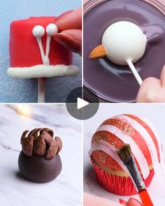 there are pictures of different things made out of cake