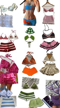 many different types of bikinis are shown in this image