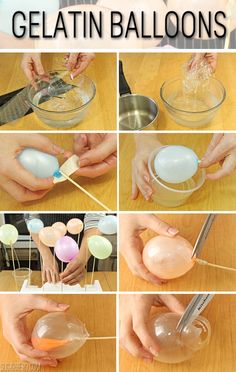 the process of making an easter egg with eggs being made from plastic cups and balloons