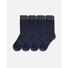 These socks define modern dress comfort. With a cushioned footbed and arch support, these classic dress socks keep you on your feet and in style. The stay-put cuff and flat knit leg construction create a smooth look without sliding down. | Quince | Men's Dress Socks in Navy, Size X-Large, Organic Cotton/Spandex Concert Wear, Mens Dress Socks, Cotton Long Dress, Organic Cotton Dress, Performance Dresses, European Linens, Dress Socks, Just Run, Modern Dress