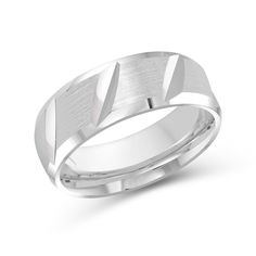 men's wedding band with an elegant design in 18k white gold, 6mm