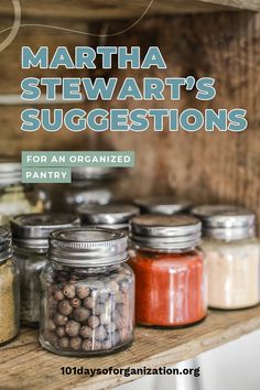 martha stewart's suggestions for an organized pantry by 101 days of organization blog cover