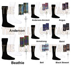 Kilt Flashes -  Scottish Kilt Hose Sock Garters - Handamde Tartan Flashes - Highlander Kilt Socks & Scottish Kilt Pin - Made to Order Scottish Tartan Kilt Flashes, Kilt Socks and Kilt Pin    1) Scottish Great Highland Kilt Hose Sock Flashes Various Tartans.  2) Garter Pointed Acrylic & Cotton  Flashes. 3) Kilt Hose Sock Flashes come with elasticated garters and Velcro adjustment.  4) Finest quality for customers full satisfaction with Best price. 5) 100% Acrylic for durability - machine washable for your convenience. 6) These adjustable Kilt Flashes can fit any adult leg size. 7) To be worn with kilt socks or hose. 8) The Flashes are cut with Traditional Pointed Ends. Sock Garters, Kilt Socks, Kilt Skirt, Scottish Kilts, Tartan Kilt, Kilt Pin, Scottish Tartans, Kilt, Tartan