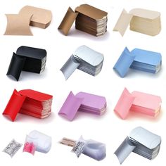 several different types of folded paper on top of each other